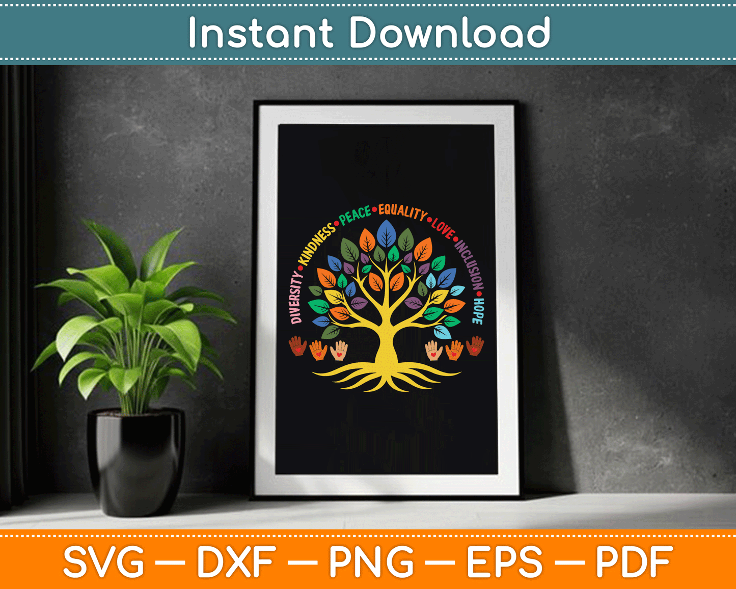 Kindness Peace Equality Love Inclusion Hope Diversity SVG Digital Cutting File