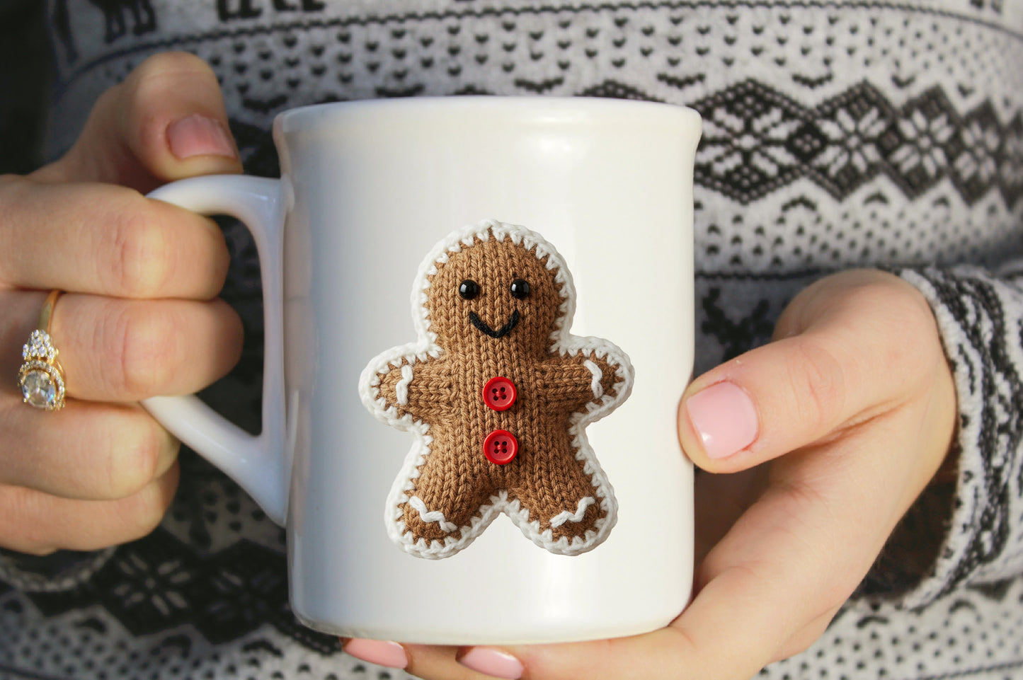 Cute Knitted Gingerbread Man Christmas PNG