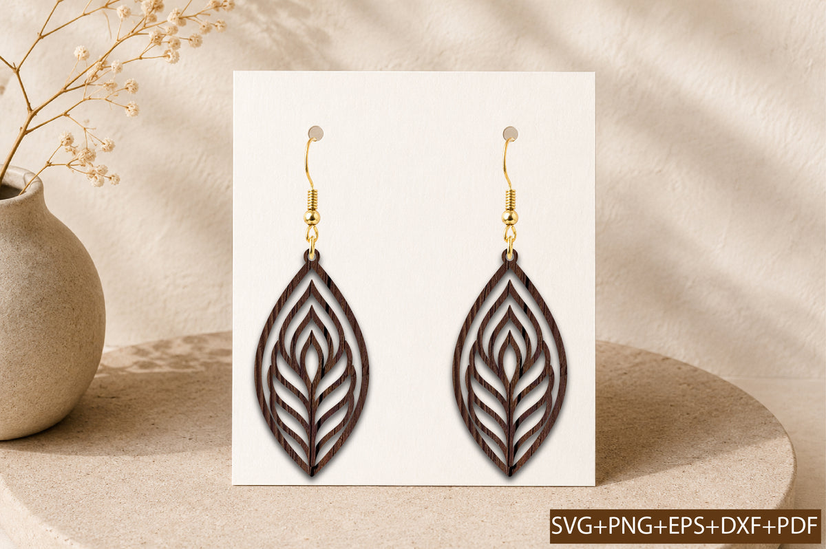 Layered Botanical Leaf Earrings SVG