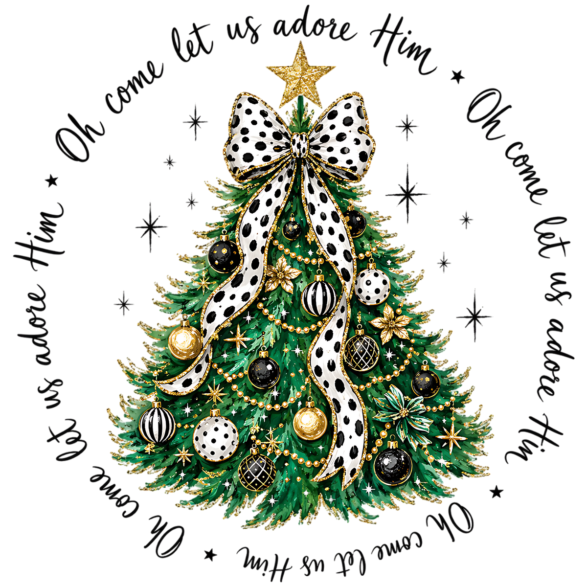 Leopard Bow Christmas Tree PNG