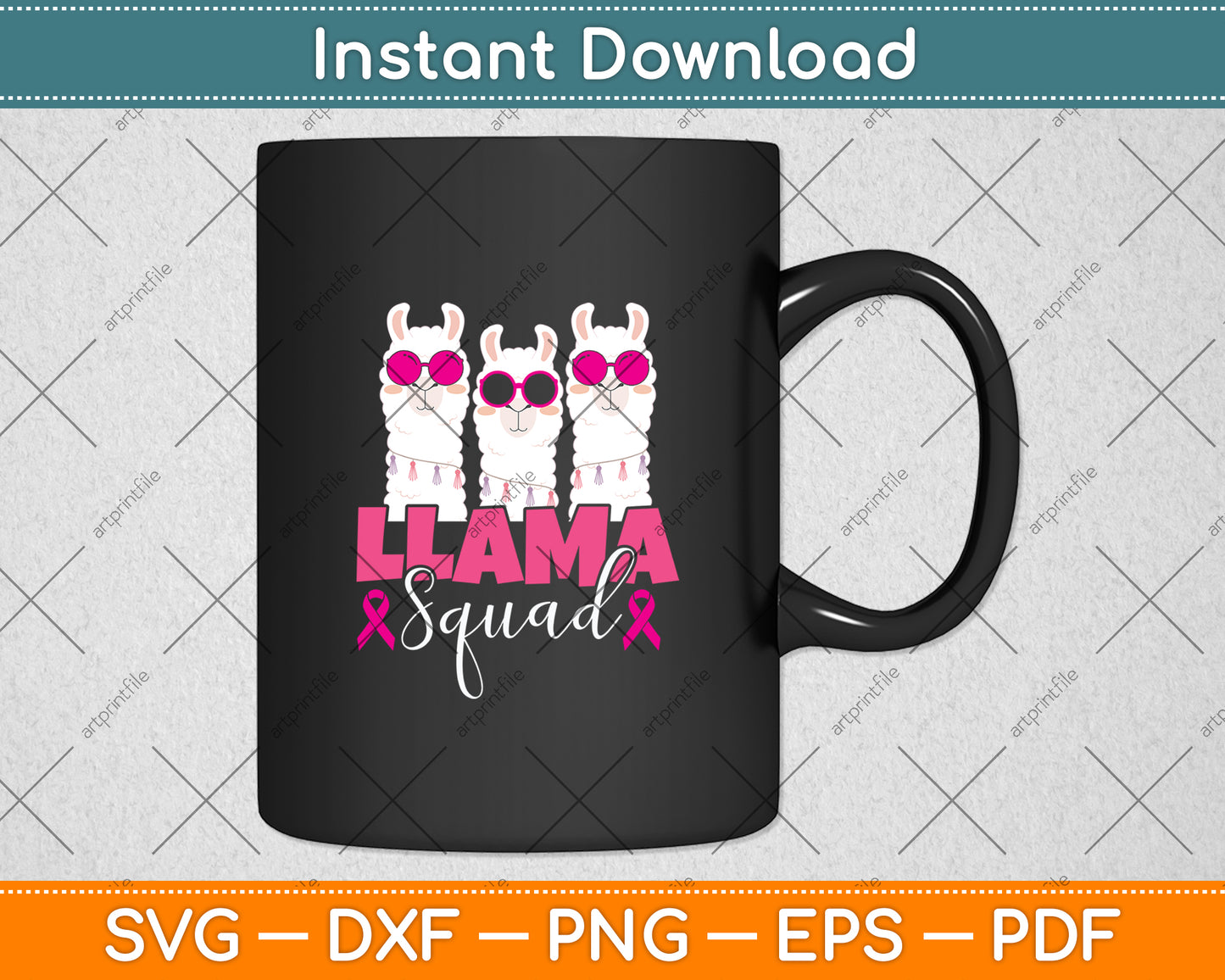 Llama Squad Breast Cancer Svg Png Dxf Digital Cutting File