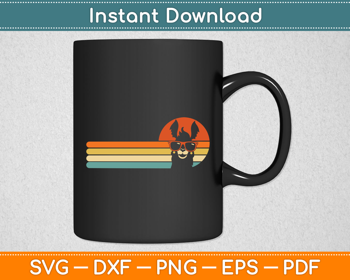 Llama Vintage Retro Style Alpaca Svg Digital Cutting File
