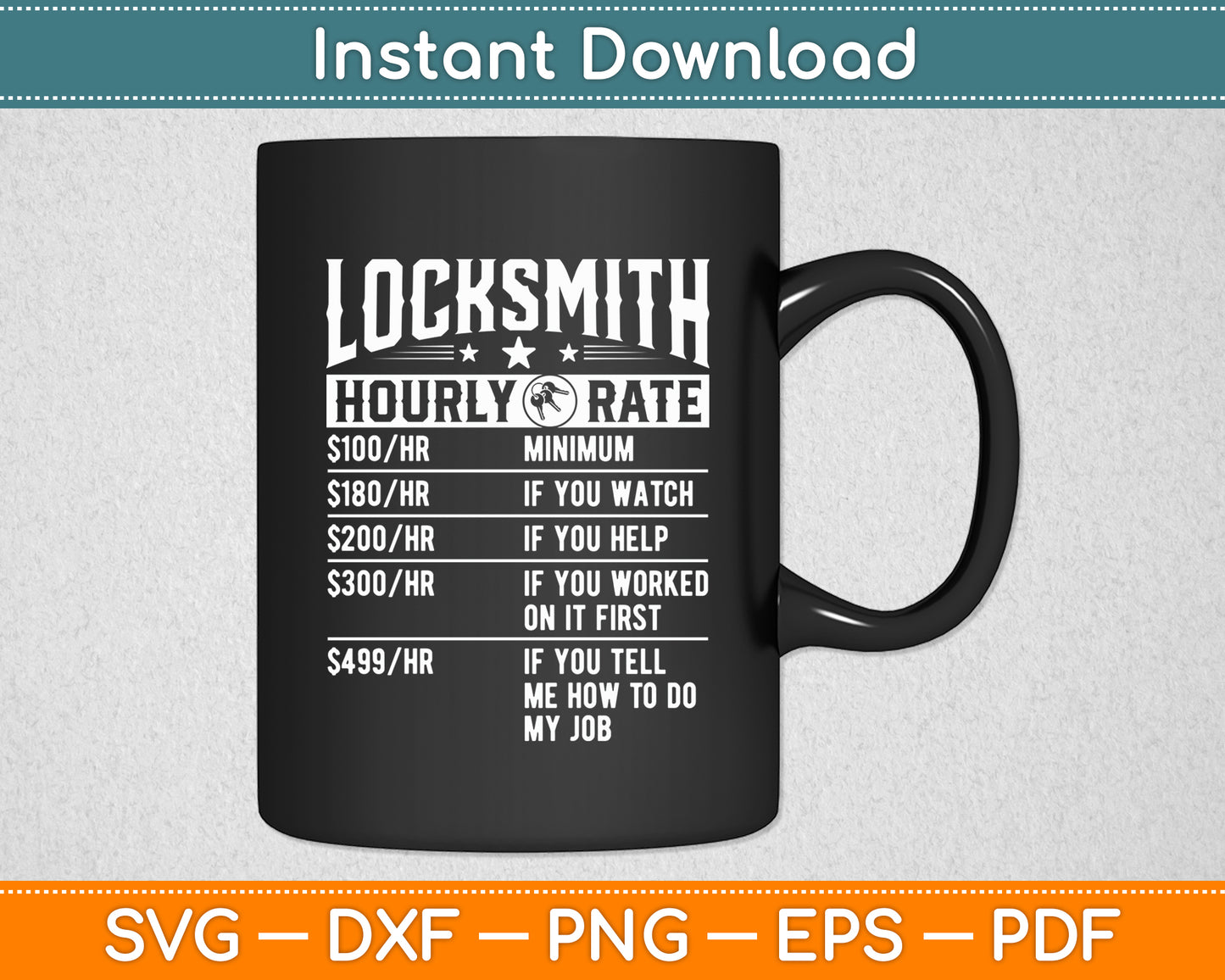 Locksmith Hourly Rate Funny Funny Fathers Day Svg Digital Cutting File