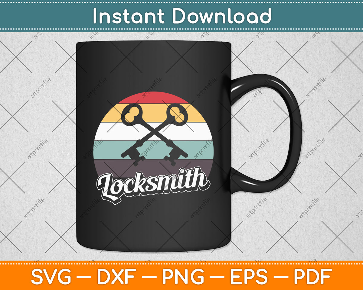 Locksmith Locksmithing Retro Vintage Classic Svg Digital Cutting File