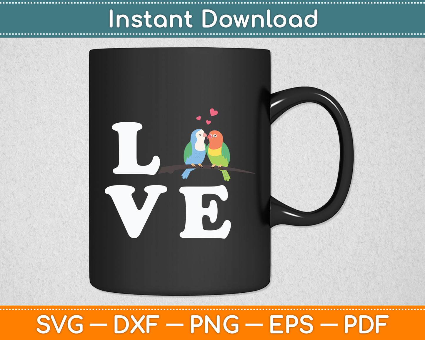 Love Cute Parrot Parakeet Family Svg Digital Cutting File