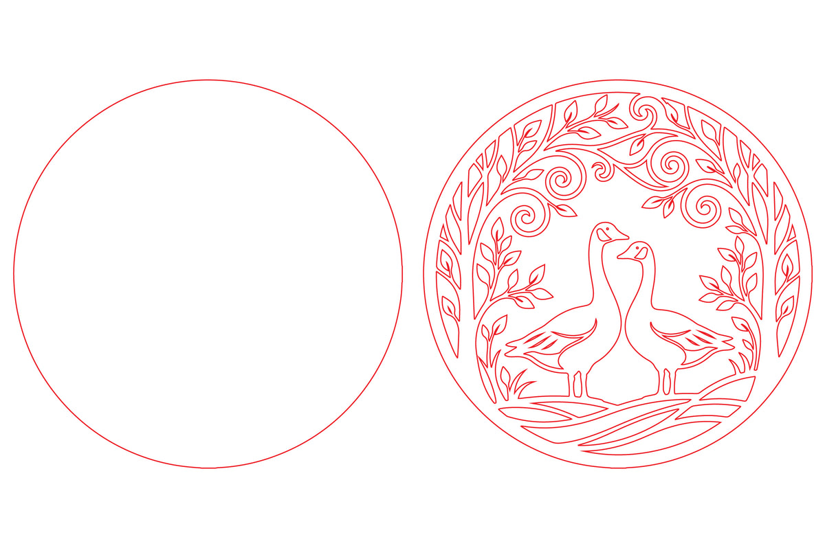 Love Geese Round Laser Cut SVG