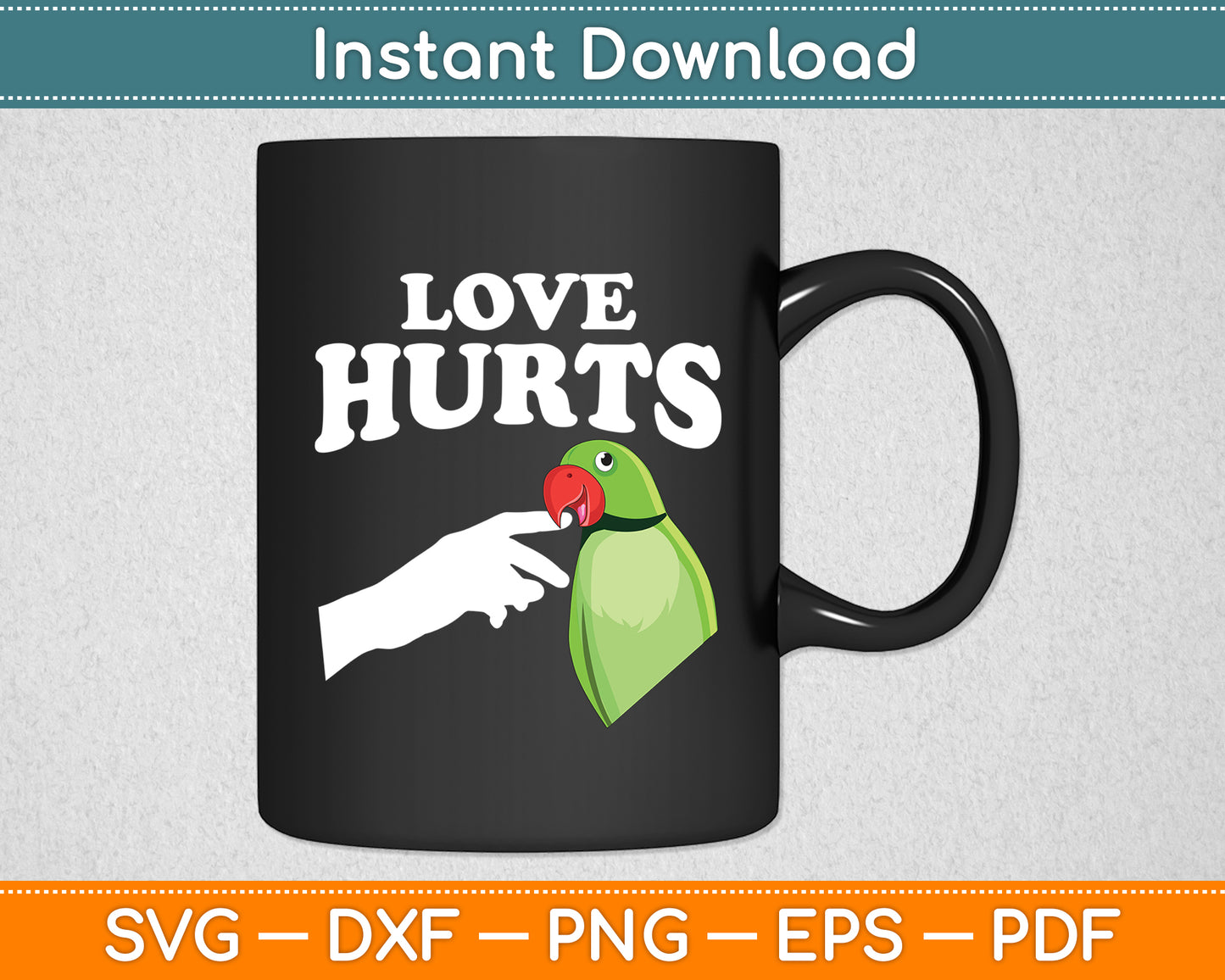 Love Hurts Red Lored Parrot Svg Digital Cutting File