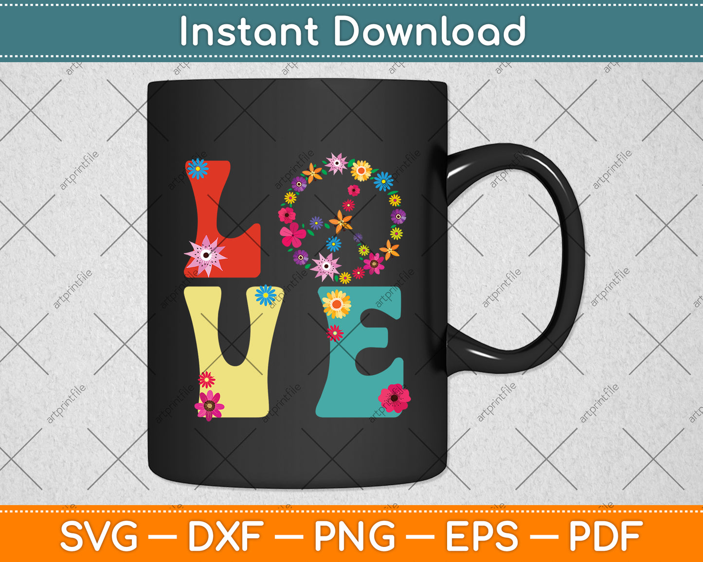 Love Peace Sign Svg Png Dxf Digital Cutting File