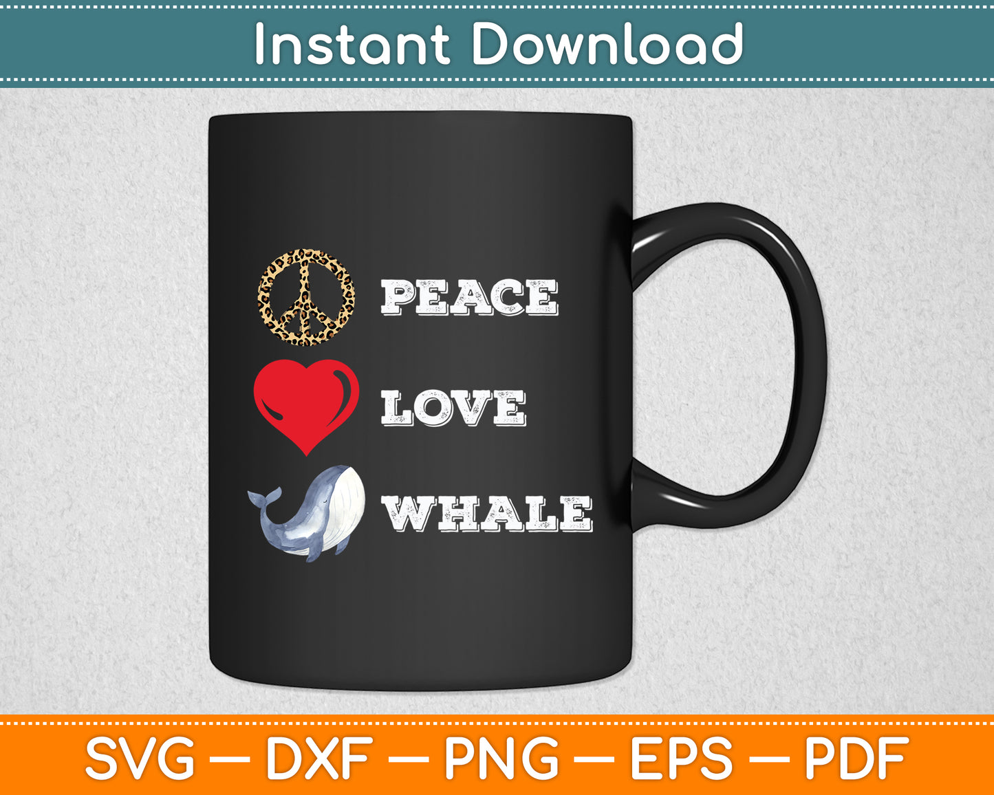 Love Peace White Beluga Whale Arctic Whale Ocean Mammals Svg Digital Cutting File