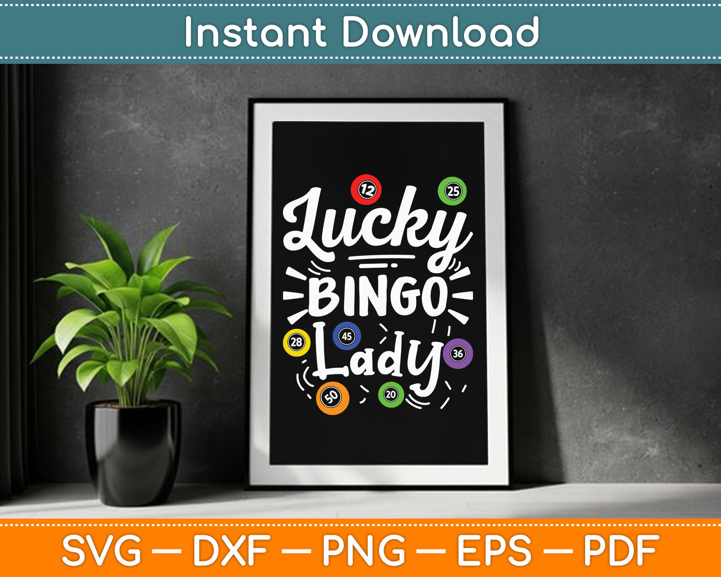 Lucky Bingo Lady Funny SVG Digital Cutting File