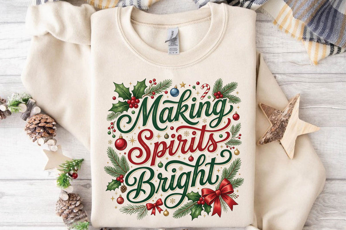 Making Spirits Bright Christmas PNG, Holiday Sublimation Design, Christmas Shirt PNG, Festive Christmas Digital Download
