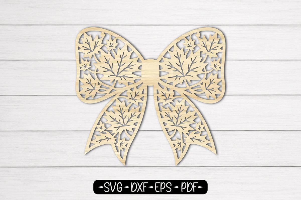 Maple Leaf Coquette Bow Laser Cut SVG | Fall Autumn Decor
