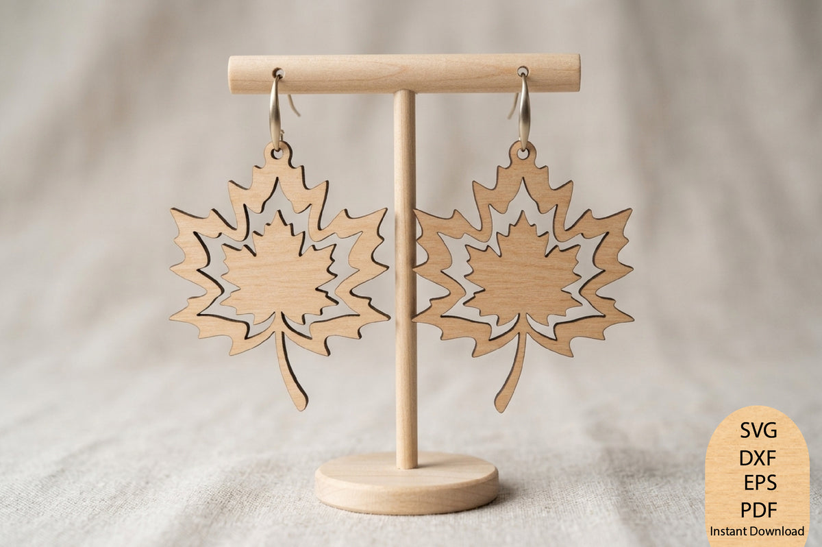 Maple Leaf Earrings Laser Cut SVG, Autumn Leaf Earrings Cut File