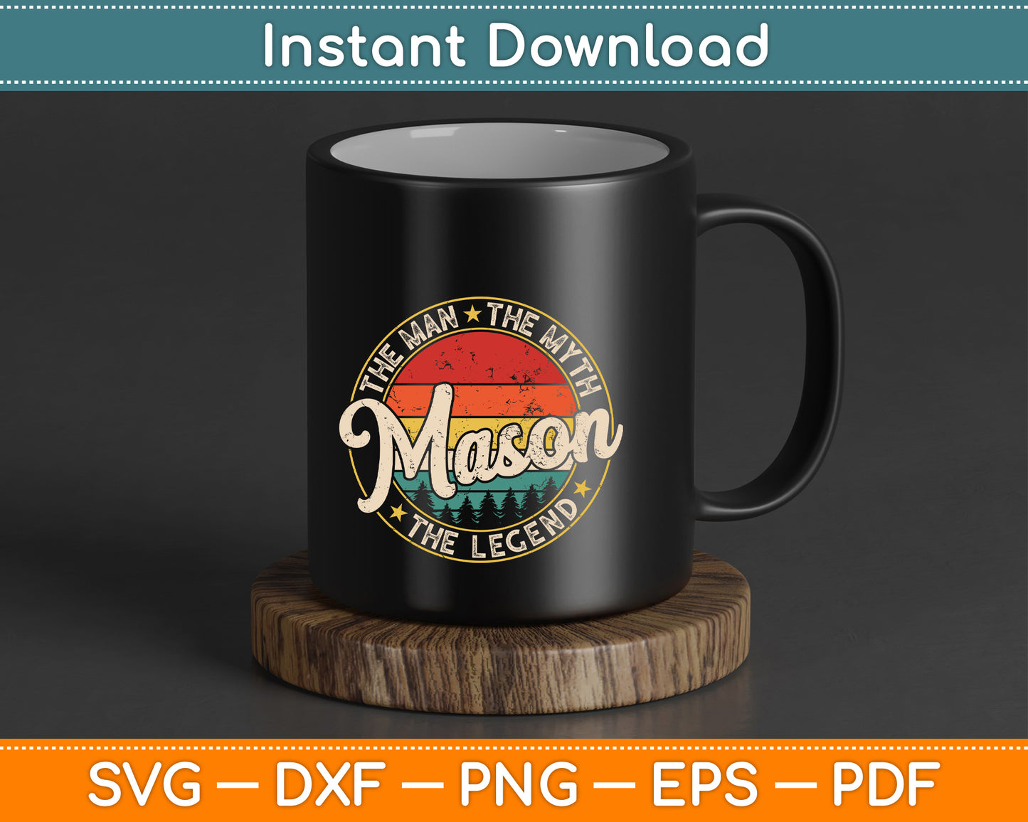 Stylish Mason typography SVG cut file for boys birthday shirts mugs decals and handmade gifts