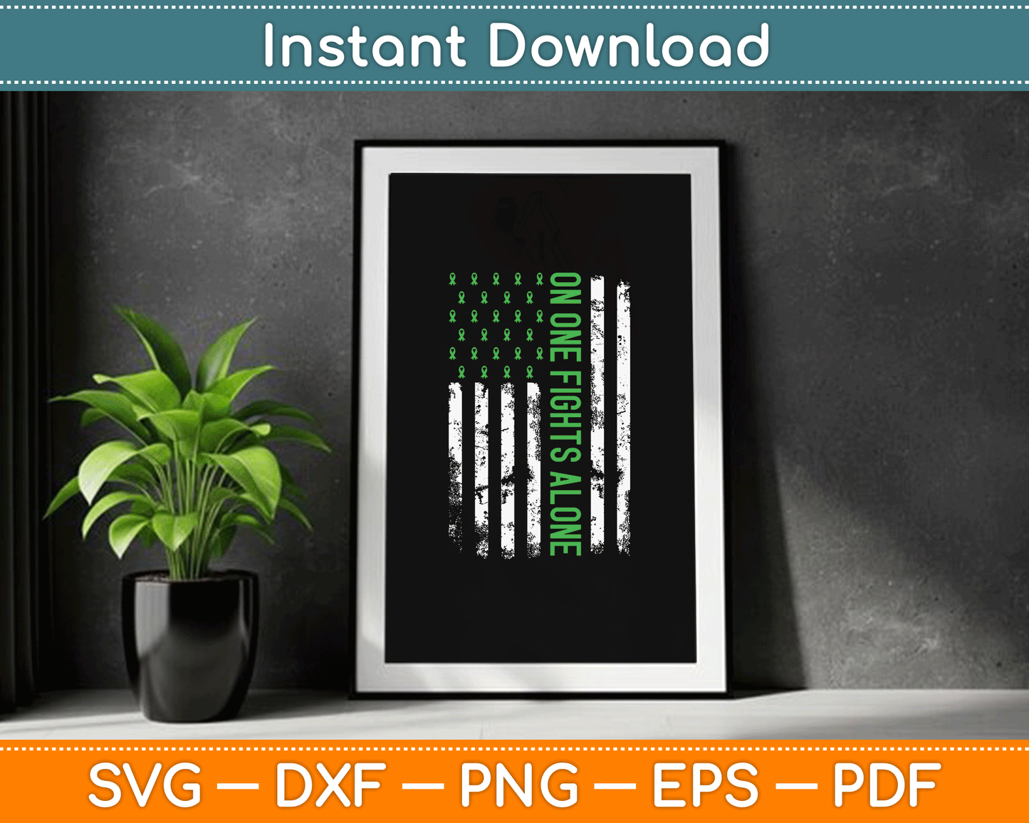 Mental Health Awareness Green Ribbon SVG Digital Cutting File