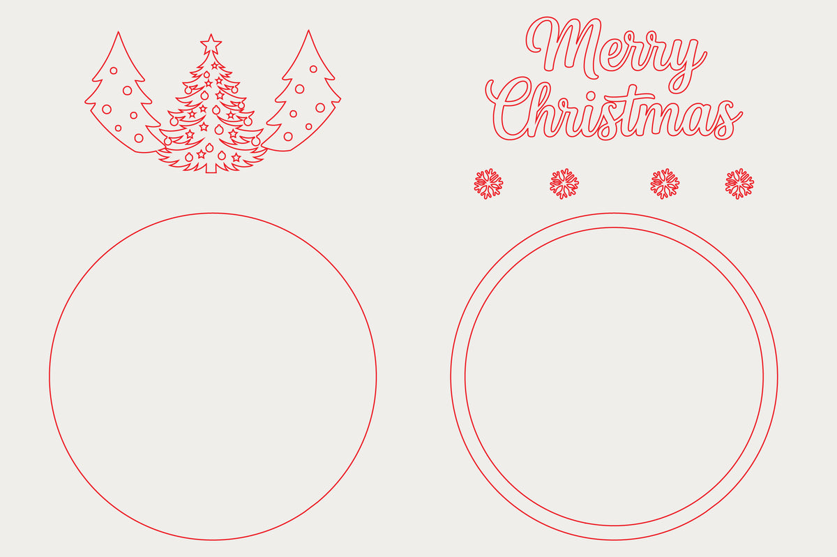 Merry Christmas Round Sign Laser Cut SVG, Christmas Round Door Sign Cut File, Holiday Wall Decor SVG
