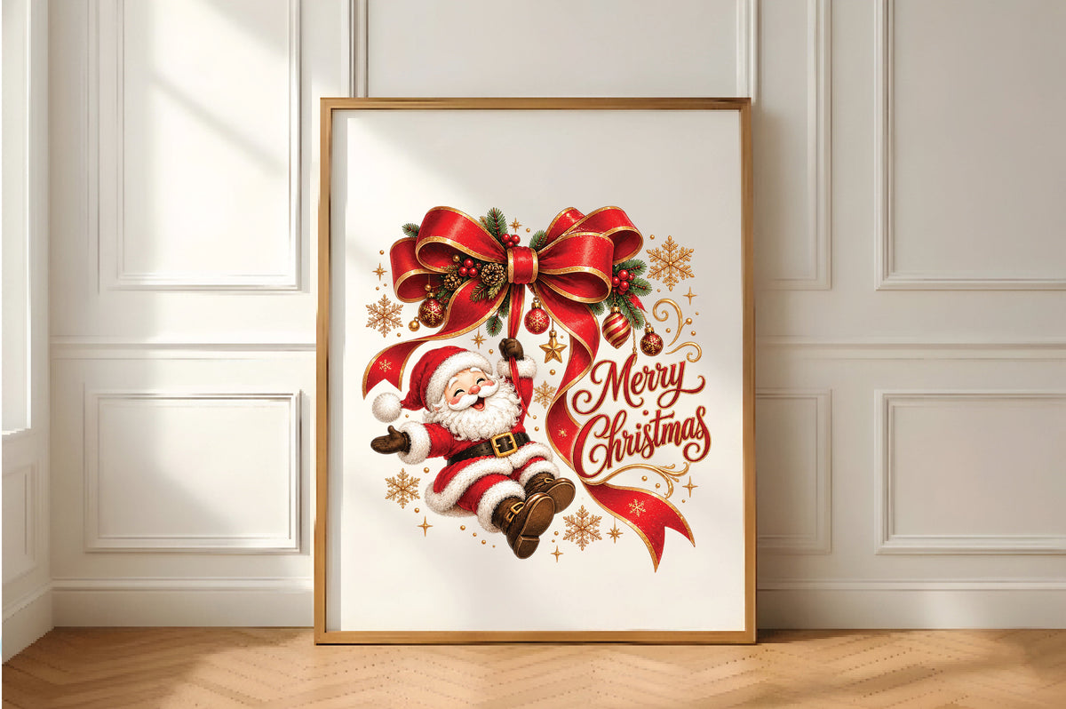 Merry Christmas Santa Bow PNG