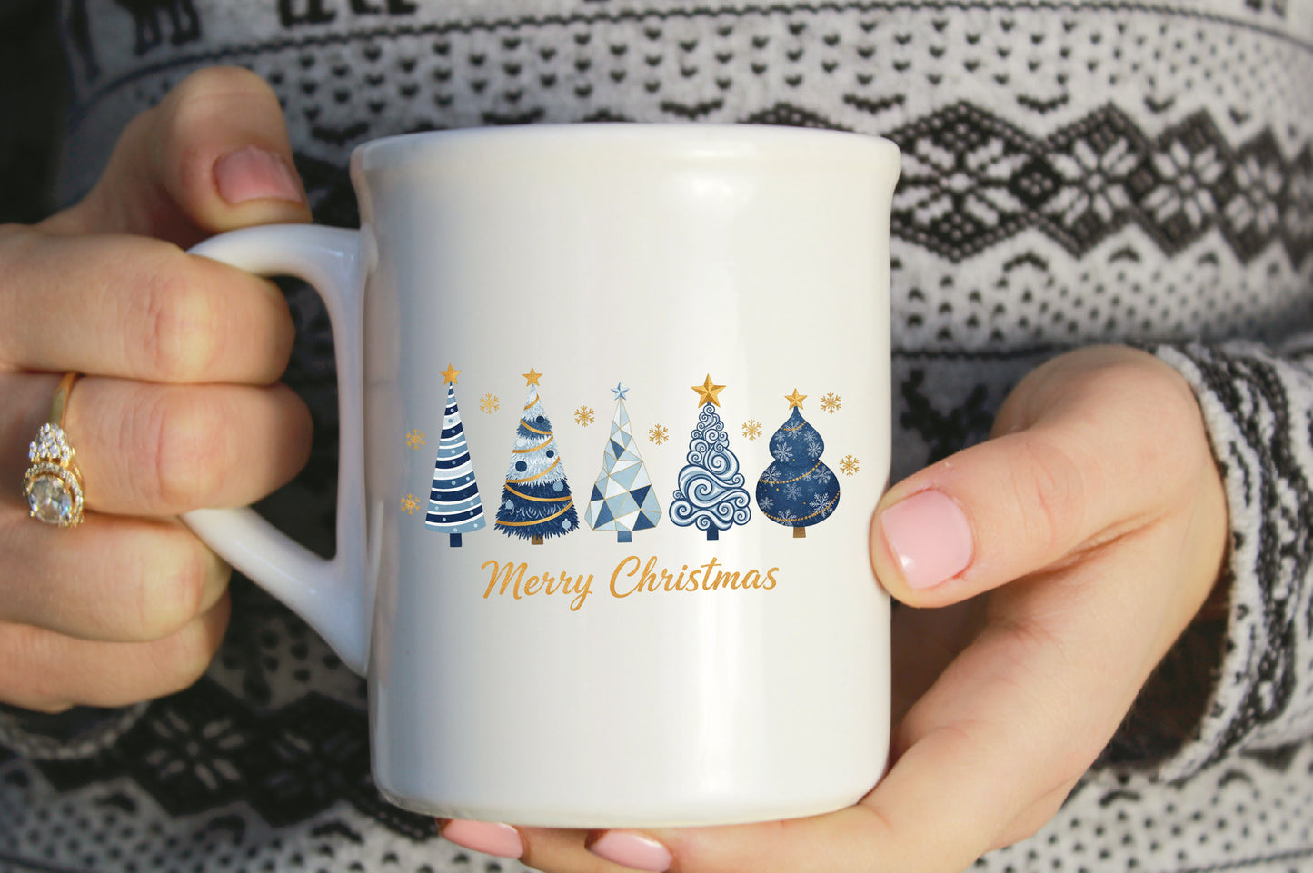 Elegant Blue Christmas Tree Merry Christmas PNG