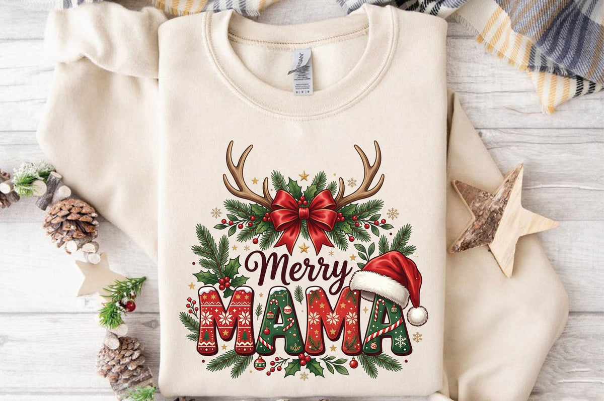 Merry Mama Christmas PNG, Christmas Mom Sublimation Design, Mama Holiday Shirt PNG