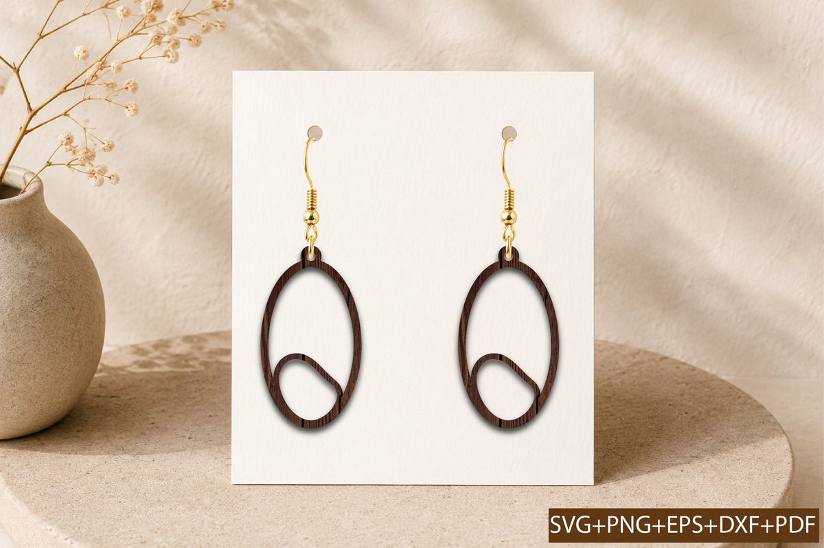 Minimalist Abstract Oval Earrings SVG