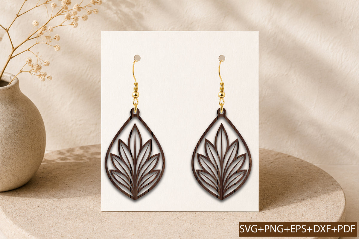 Modern Botanical Leaf Earrings SVG