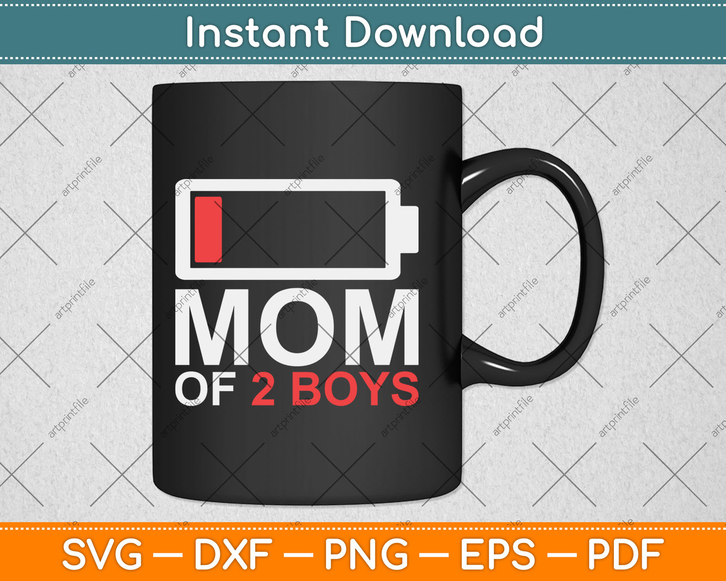 Mom of 2 Boys Gift from Son Mother's Day Birthday Svg Digital Cutting File