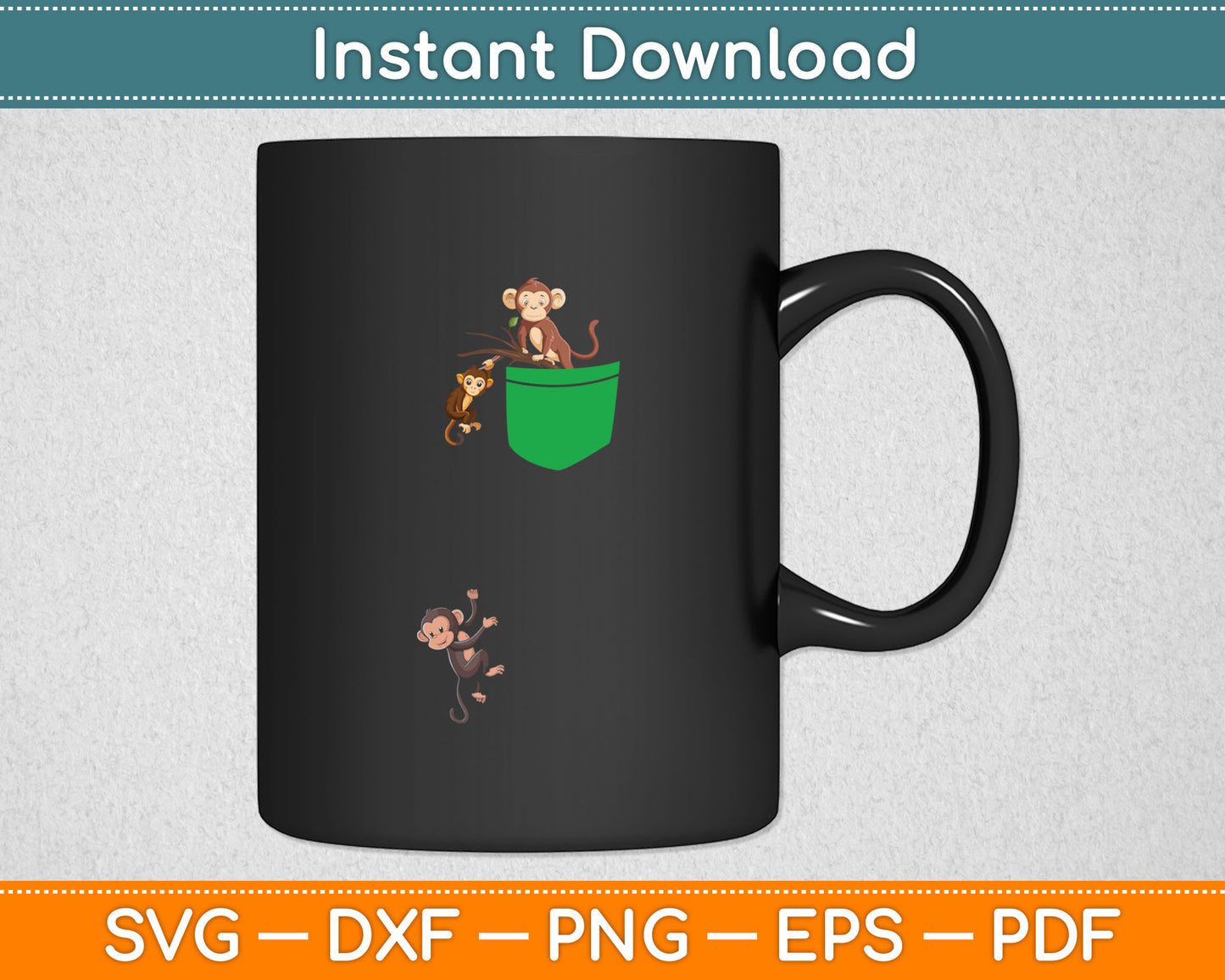 Monkey Pocket Svg Digital Cutting File
