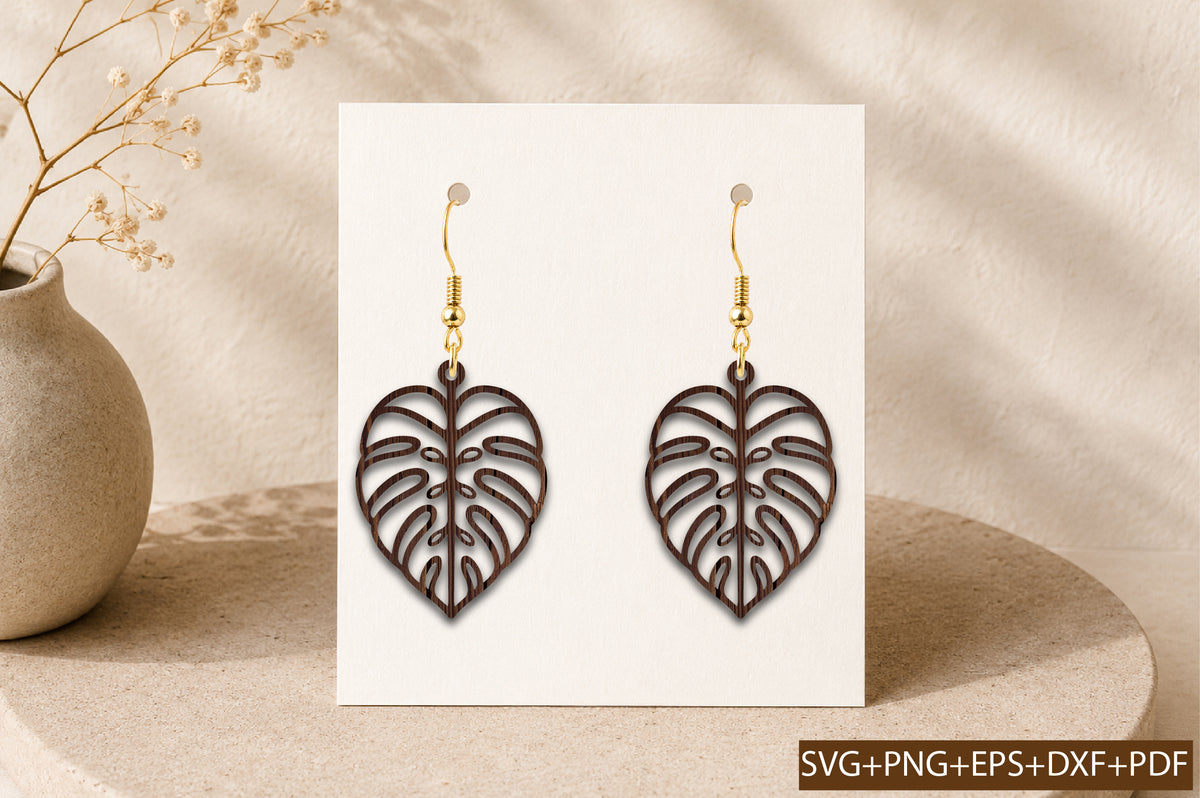 Monstera Leaf Earrings SVG