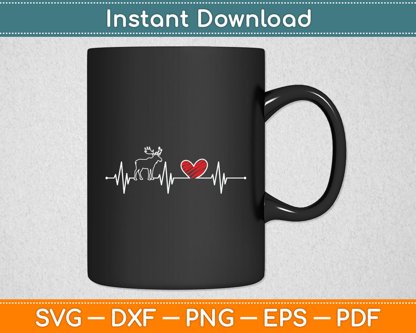 Moose Heartbeat Gift Wild Animal Lover Funny Svg Digital Cutting File