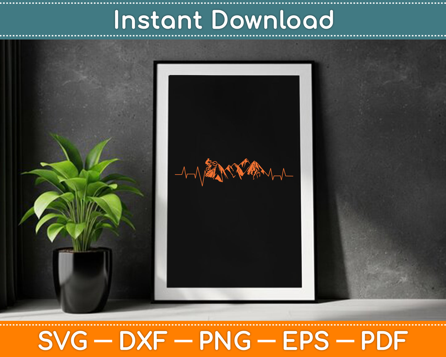 Mountain Bike Heartbeat SVG PNG Digital Cutting File