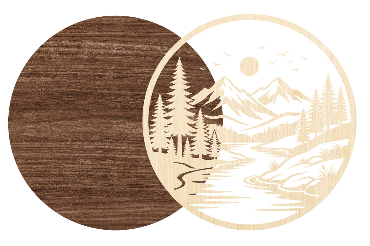 Mountain River Laser Cut SVG,