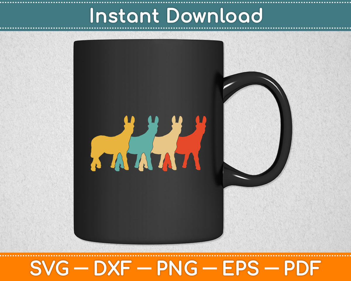 Mule Vintage Retro Donkey Horse Hybrid Lover 60s 70s Gift Svg Digital Cutting File