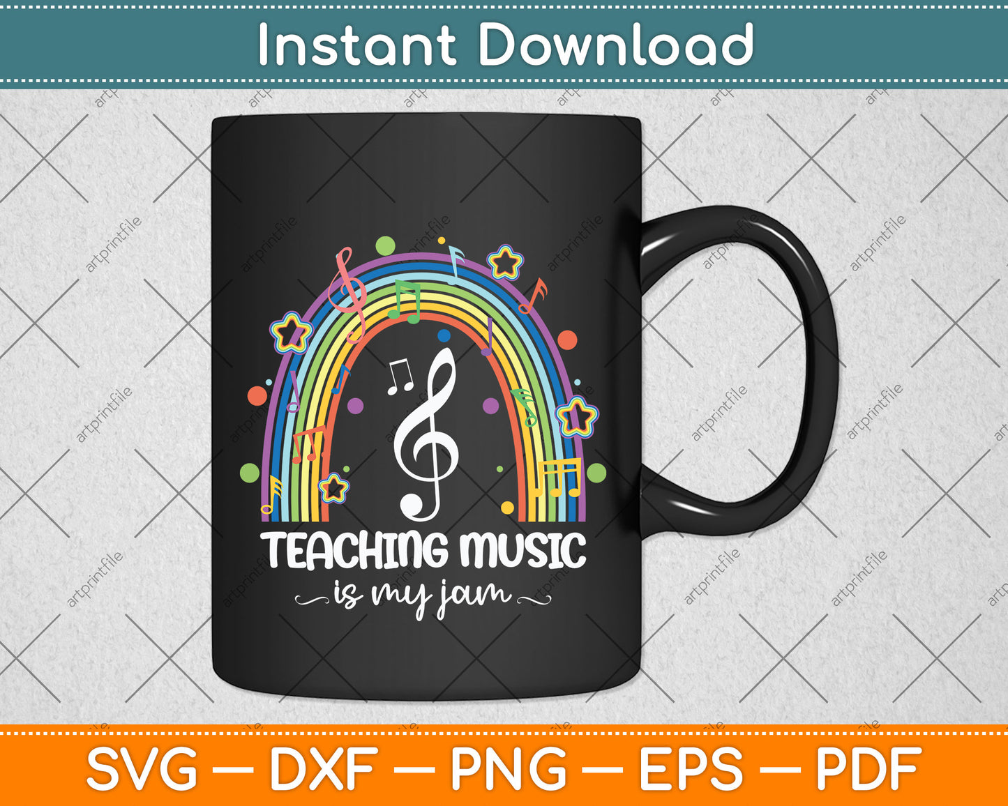 Musical Teacher Teaching Music Is My Jam Rainbow Svg Png Dxf Digital Cutting File