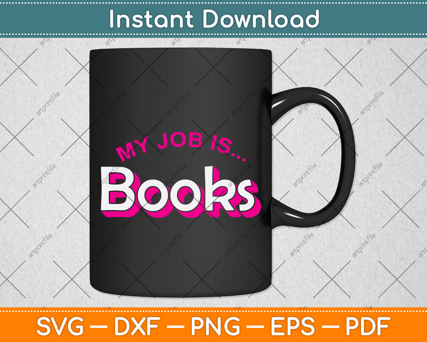 My Job Is Books Retro Pink Style Reading Books Svg Digital Cutting File