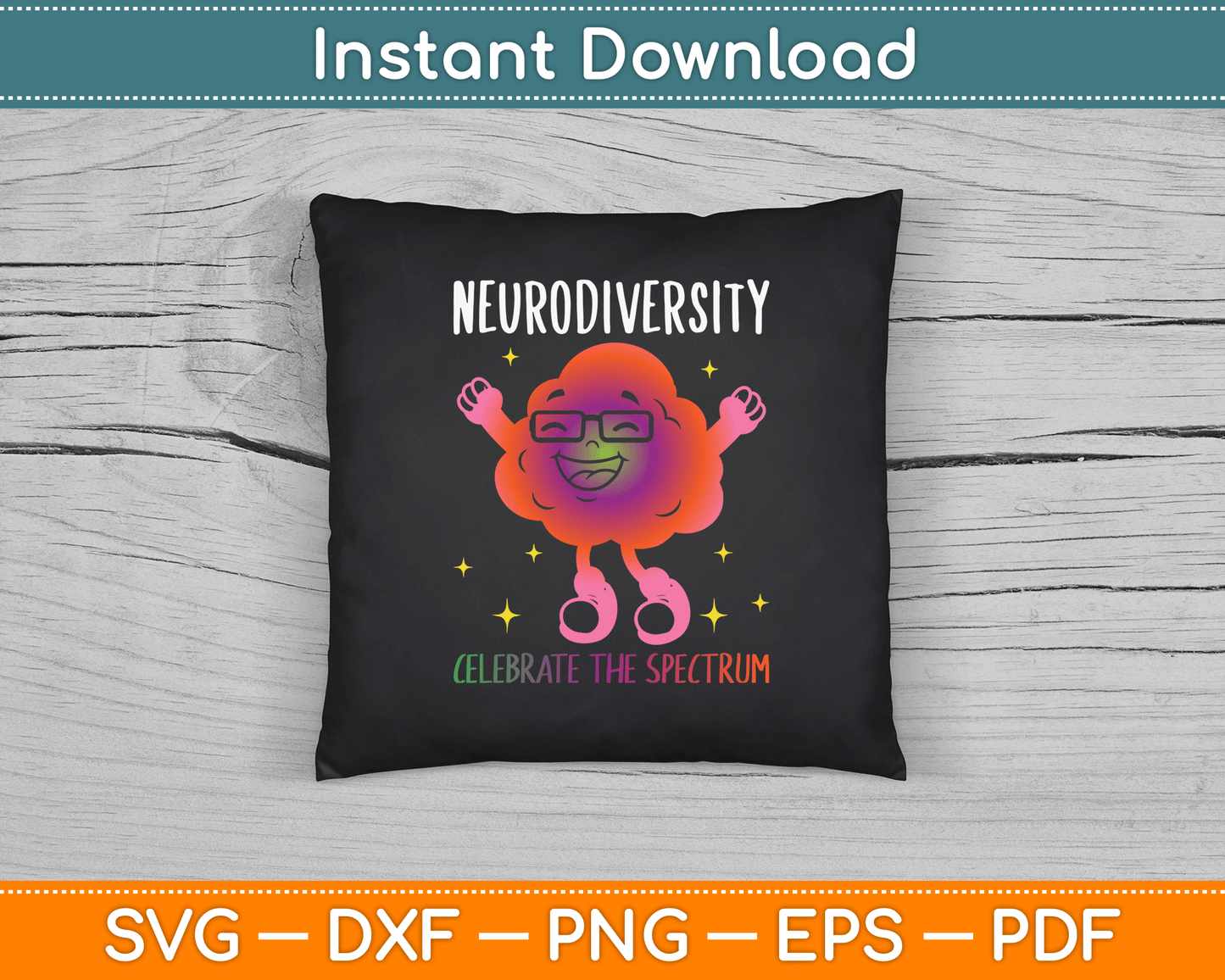 Neurodiversity Brain Autism Awareness ASD SVG Digital Cutting File