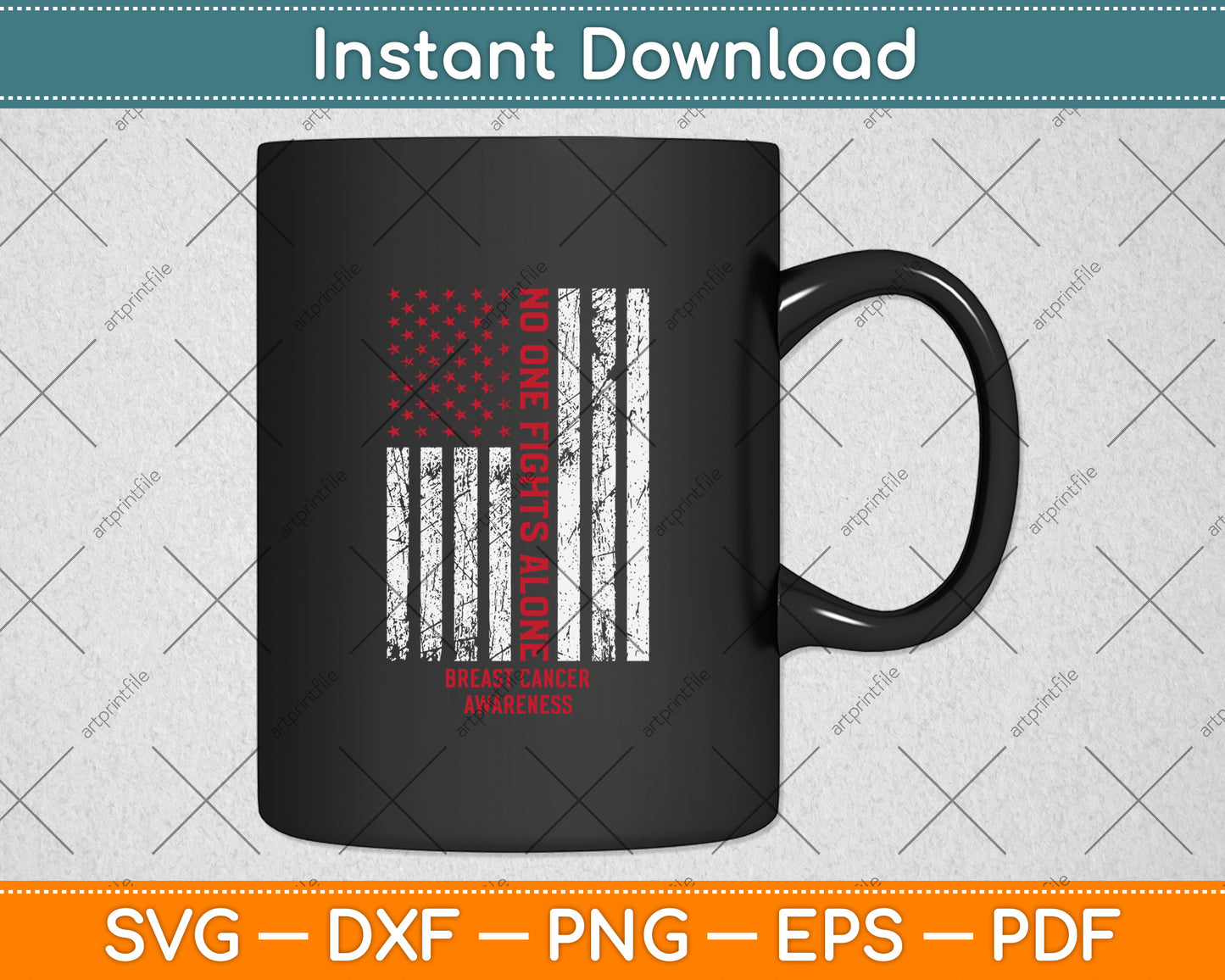 No One Fights Alone Breast Cancer Awareness Svg Png Dxf Digital Cutting File