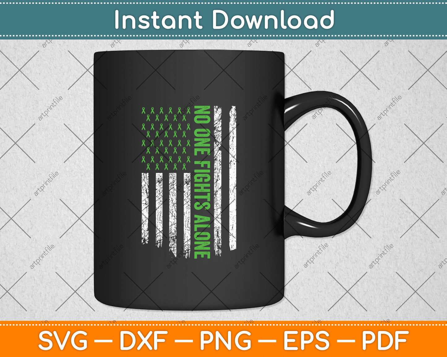 No One Fights Alone Mental Health Awareness American Flag Svg Digital Cutting File