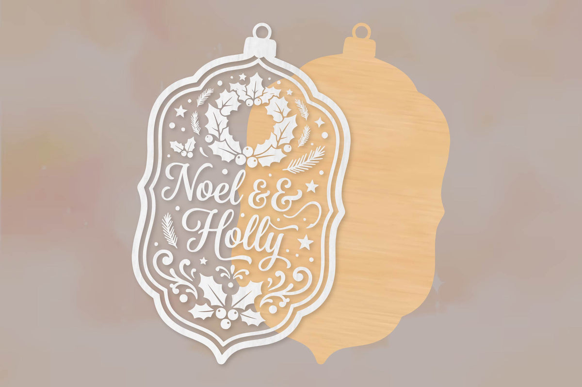 Noel & Holly Christmas Ornament SVG