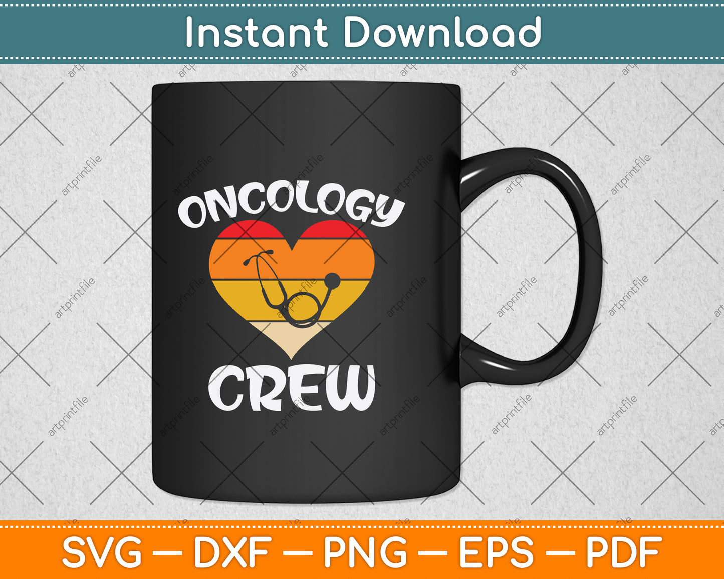 Oncology Crew Stethoscope Love Svg Png Dxf Digital Cutting File