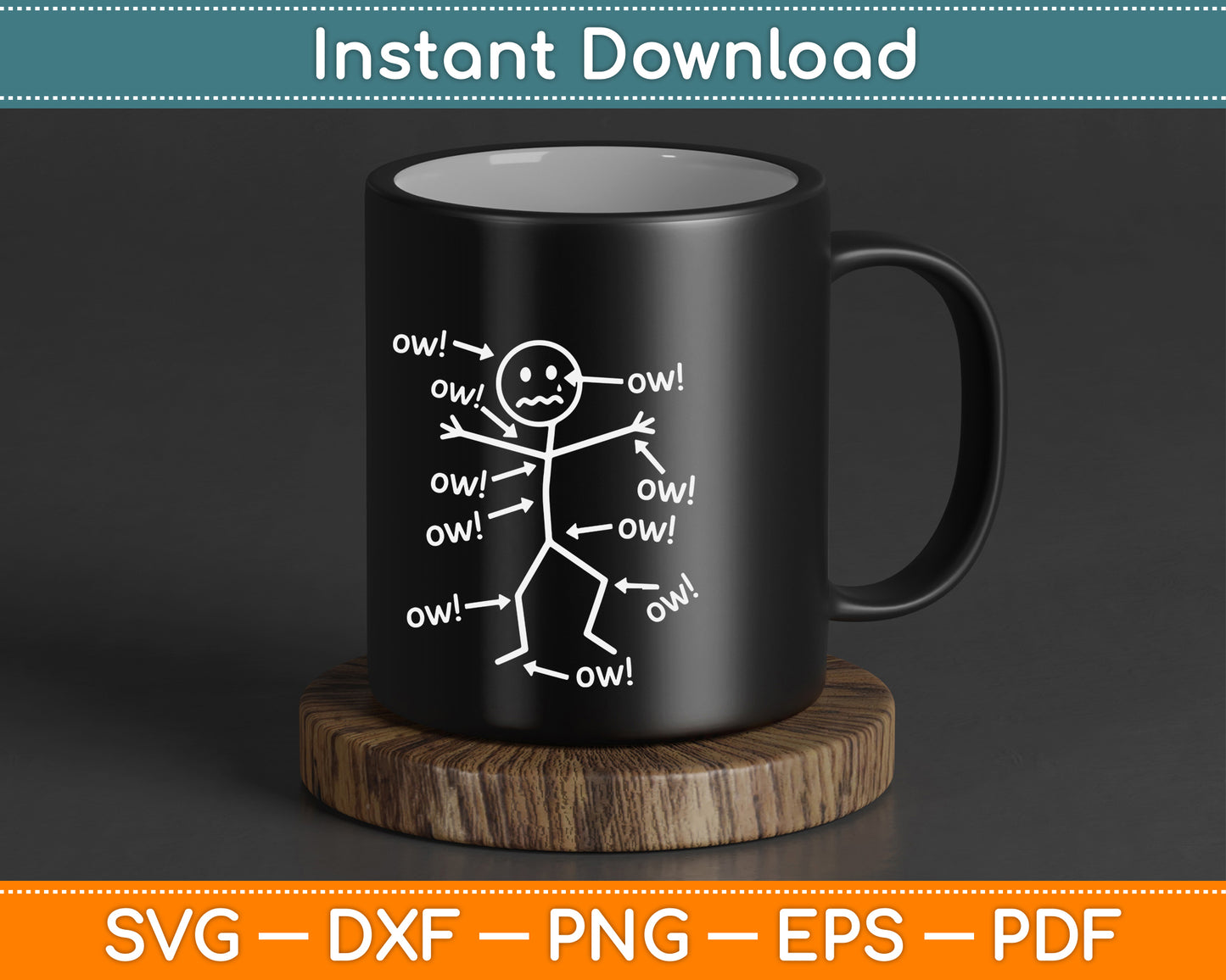 Funny chronic pain saying SVG for invisible illness awareness, spoonie lifestyle, and supportive digital download artwork