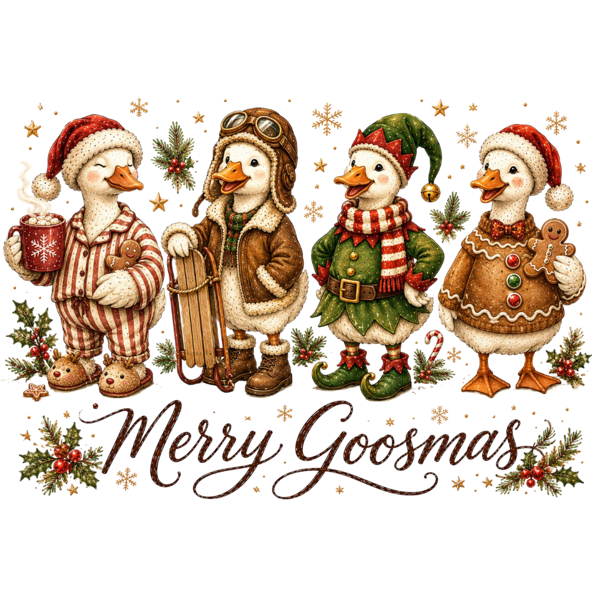 Merry Goosmas Christmas Goose PNG
