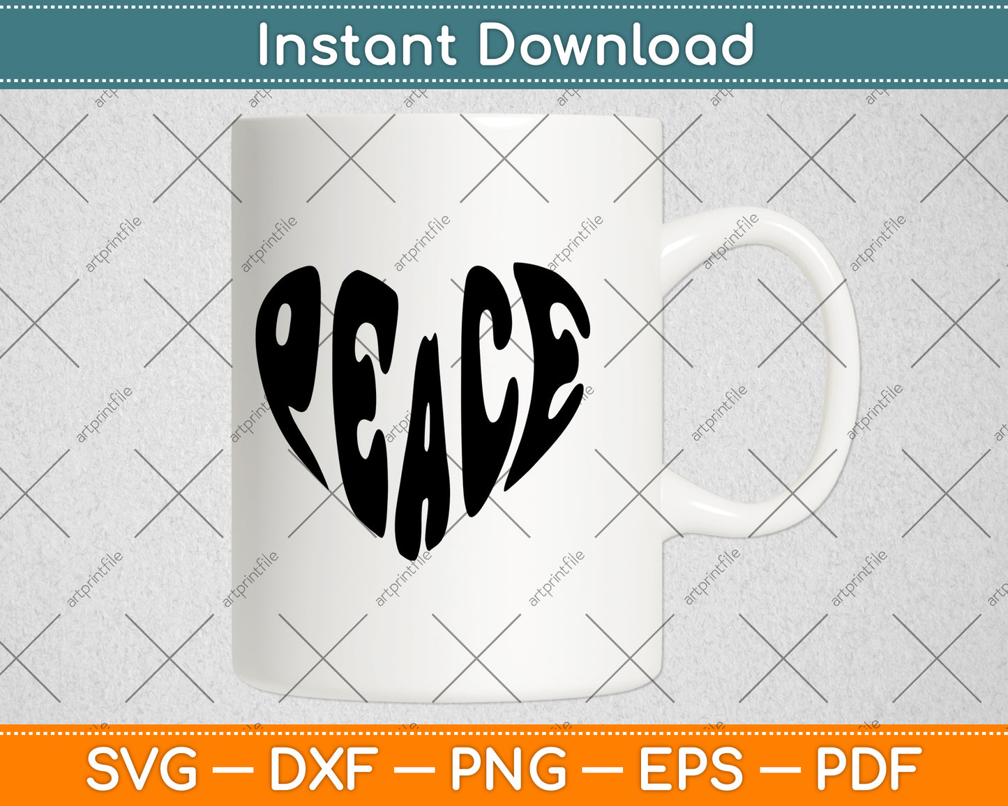 Peace Heart Svg Png Dxf Digital Cutting File