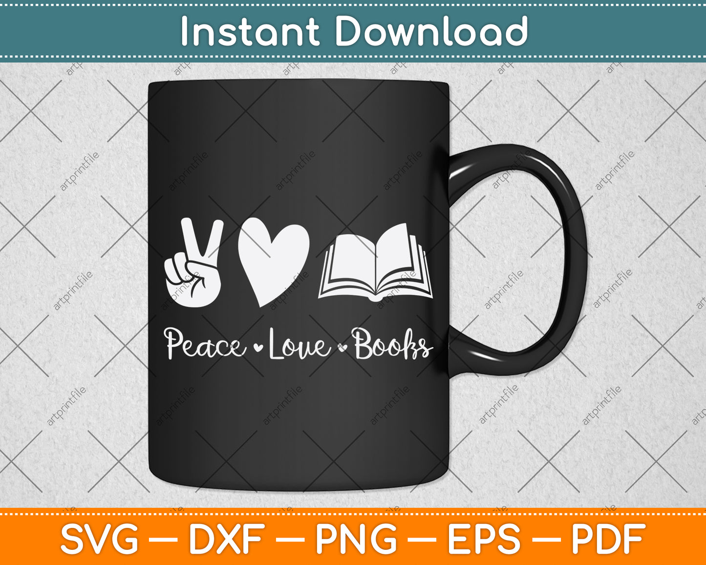 Peace Love Books - Book and Reading Lover Svg Digital Cutting File