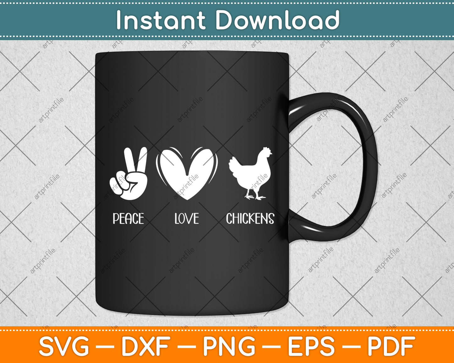 Peace Love Chickens Farmer Farm Svg Digital Cutting File