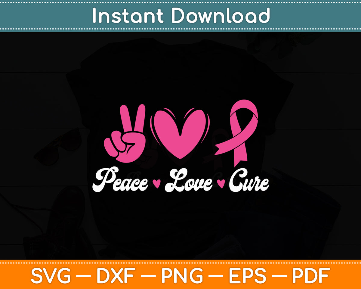 Breast Cancer Ribbon Heart - An Awareness SVG Cut File