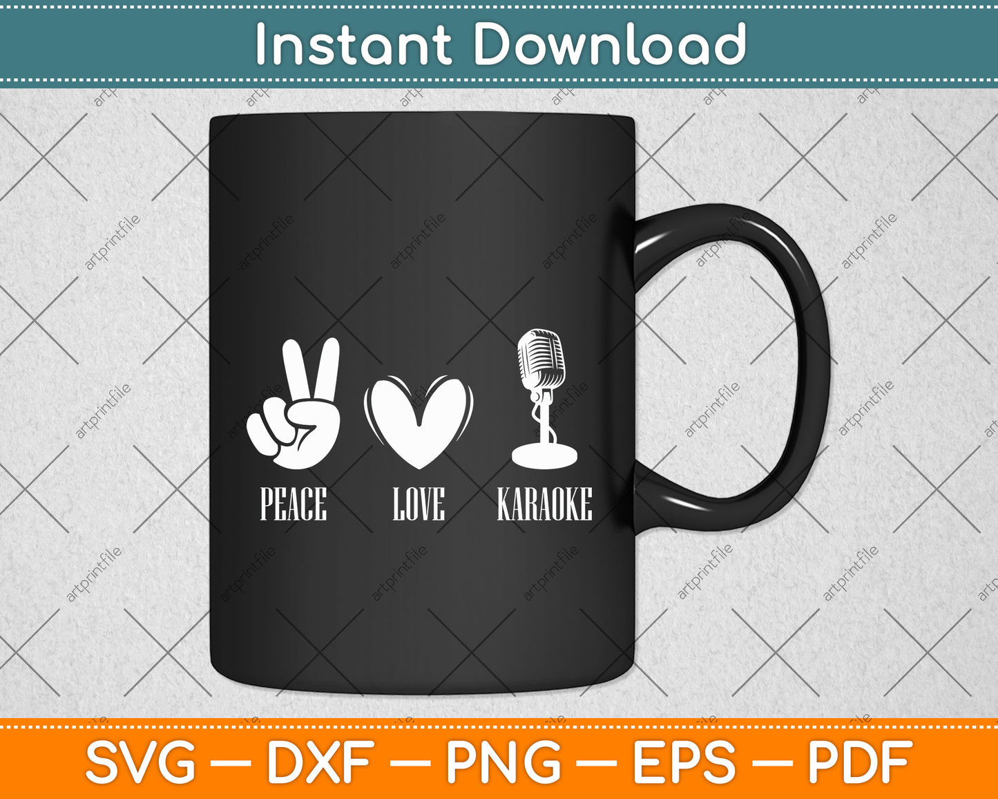 Peace Love Karaoke Singing Svg Png Dxf Digital Cutting File
