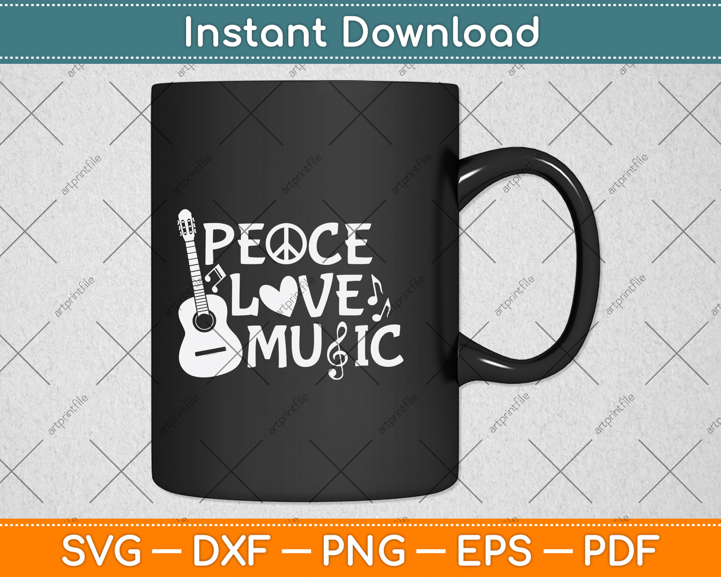 Peace Love Music Svg Png Dxf Digital Cutting File