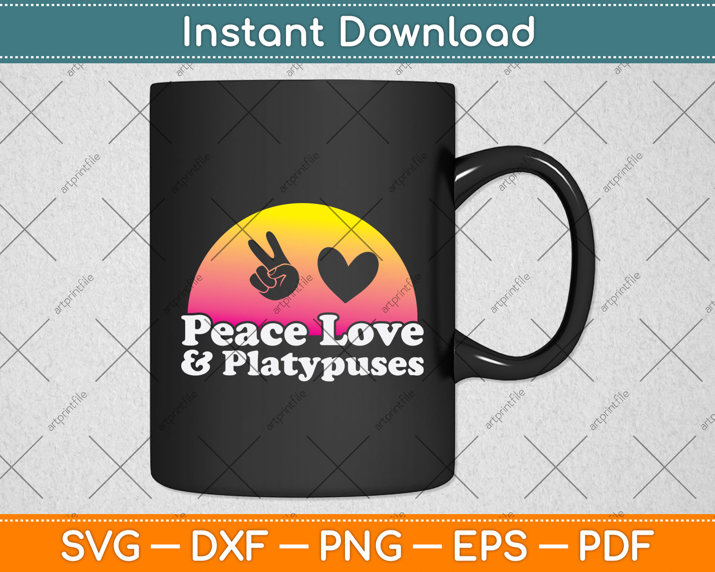 Peace Love And Platypuses Svg Png Dxf Digital Cutting File