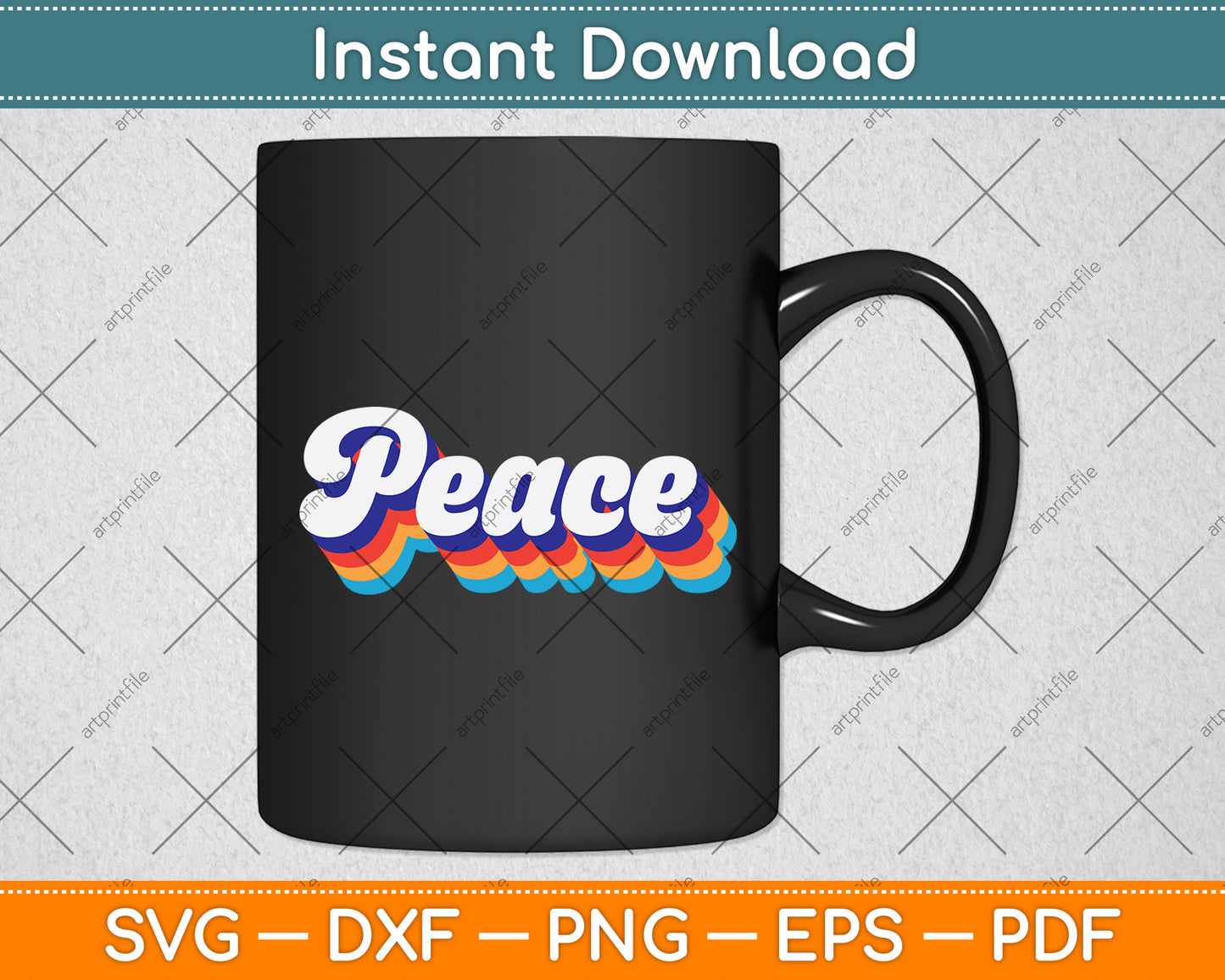 Peace Retro Vintage Svg Png Dxf Digital Cutting File