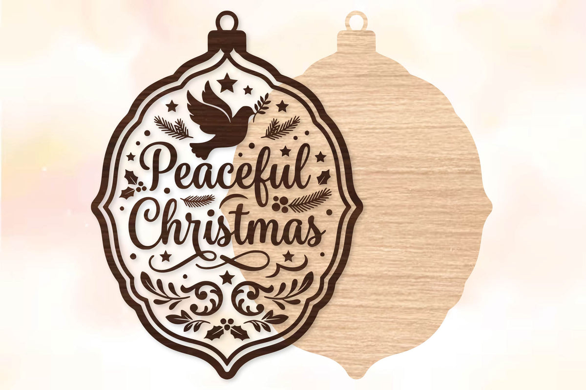 Peaceful Christmas Dove Ornament Laser Cut SVG